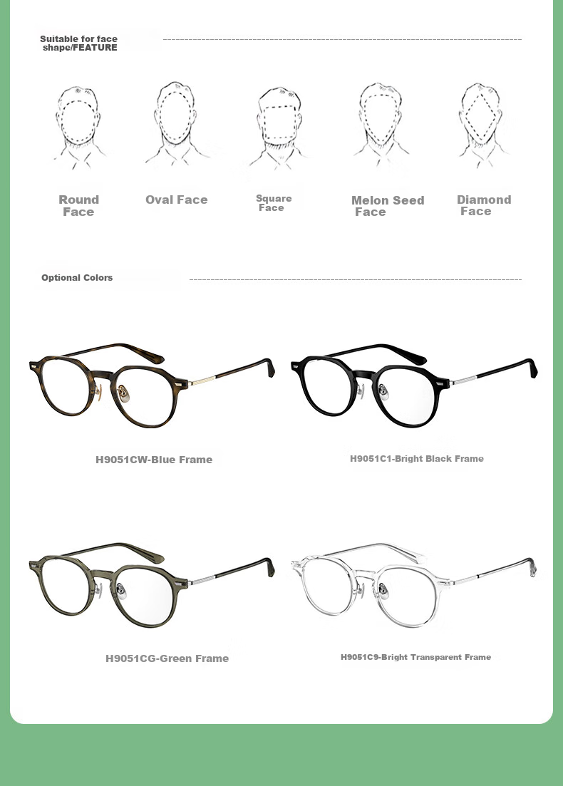 HELEN KELLER Small Round Frame Exquisite Brightening Internet Celebrity Glasses, High-Value Photo-Taking Glasses for Nearsighted Men And Women, H9051CW Retro Frame 7