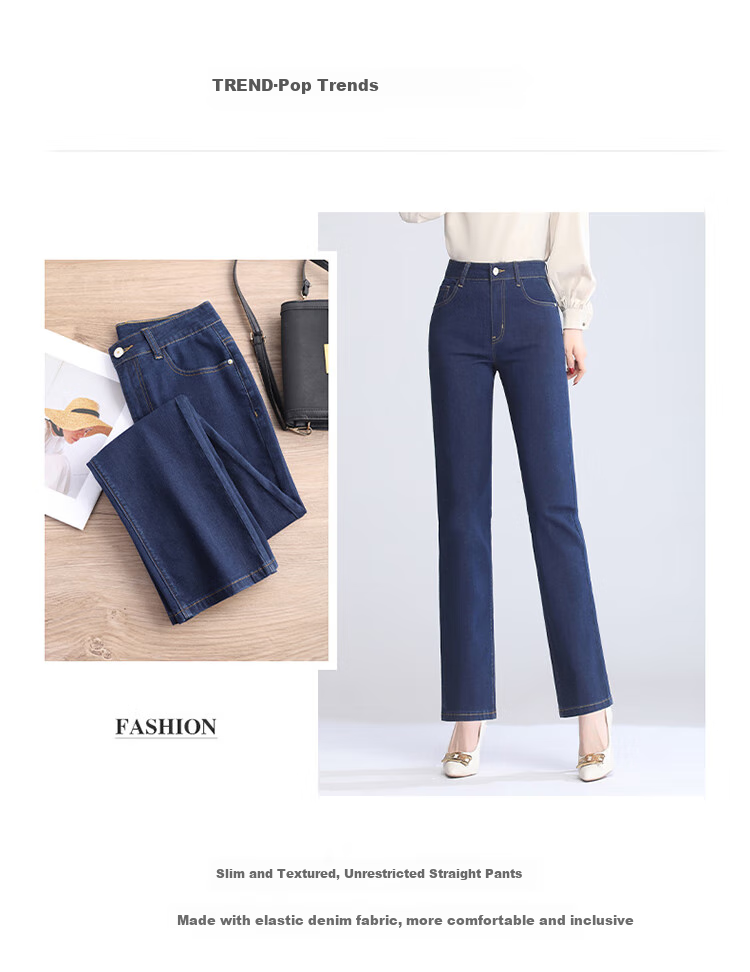 Pierre Cardin Jeans for Women, Autumn Elastic Comfortable High-Waist Fleece-Lined Warm Skinny Pants, Blue-Gray, Size 29 2