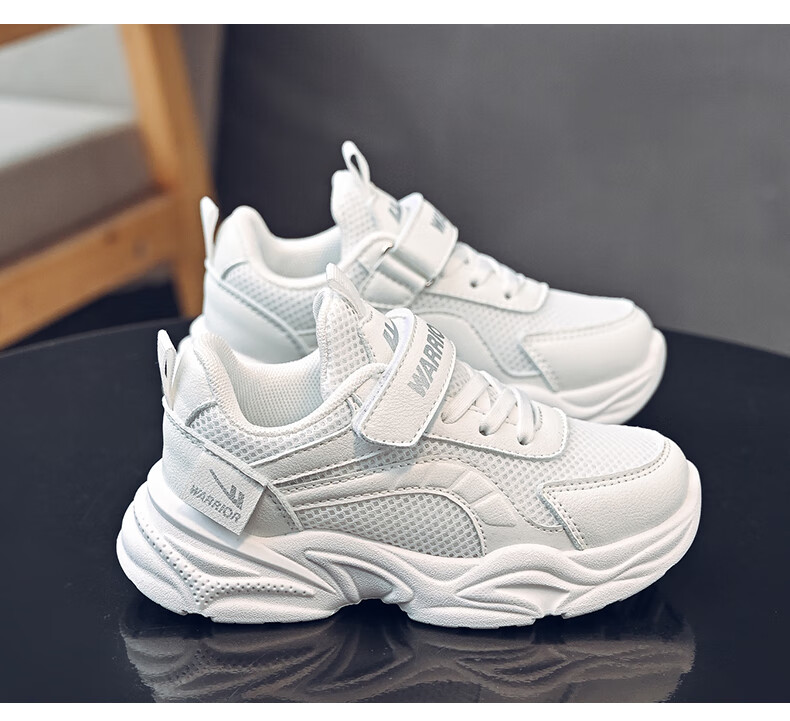 Warrior Children's Shoes, Spring And Autumn Breathable Mesh Girls' White Sneakers, WZ(CL)-0976, Pink/Lavender, Size 37 4