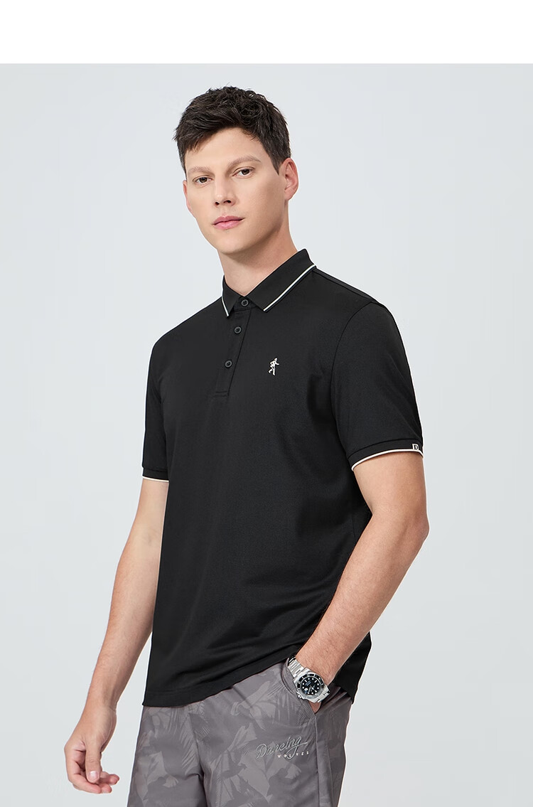 DANCING WOLVES [7A Antibacterial & Instant Cooling] Smooth Mulberry Silk Men's Short-Sleeve POLO 803 Pure White M (170) 14