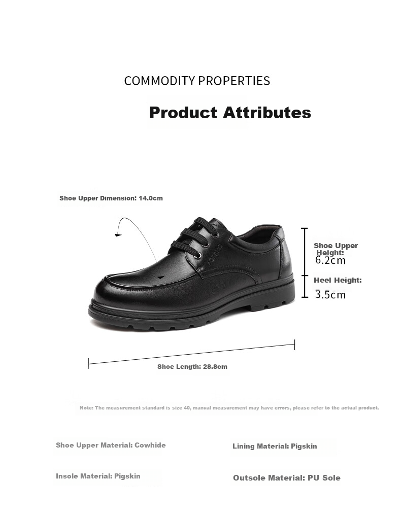 Aokang Men's Shoes with Fleece Lining, Warm Business Leather Shoes, Lace-Up Comfortable Casual Formal Shoes, Black Fleece Style, Size 42 2
