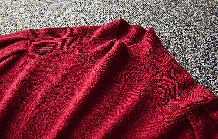 Dme Warm Blessing Winter 100% Wool High Neck Short Wool Sweater Knit Top for Women 4