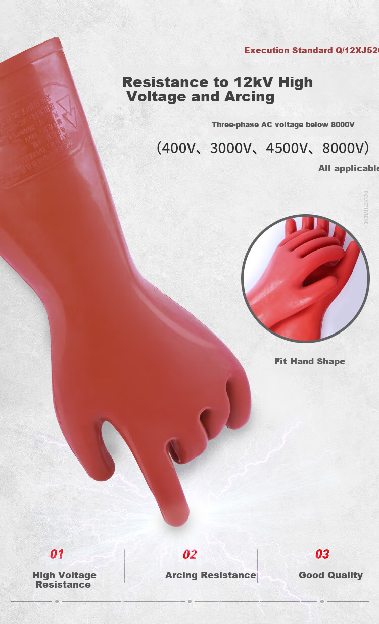 AN QUAN PAI Safety Gloves, 20KV Insulated Gloves, S020(A) High-Voltage Rubber Waterproof Thickened Gloves for Electricians 4
