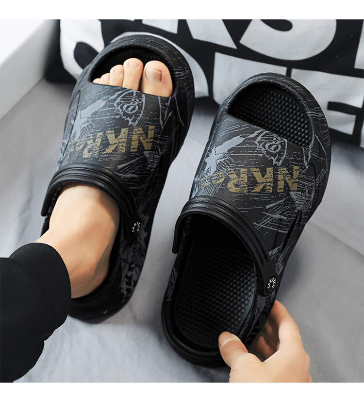 CARTELO Men's Slippers, Summer Breathable Sandals, Dual-Use Slip-Ons with Comfortable Feel, Sports Beach Shoes 22