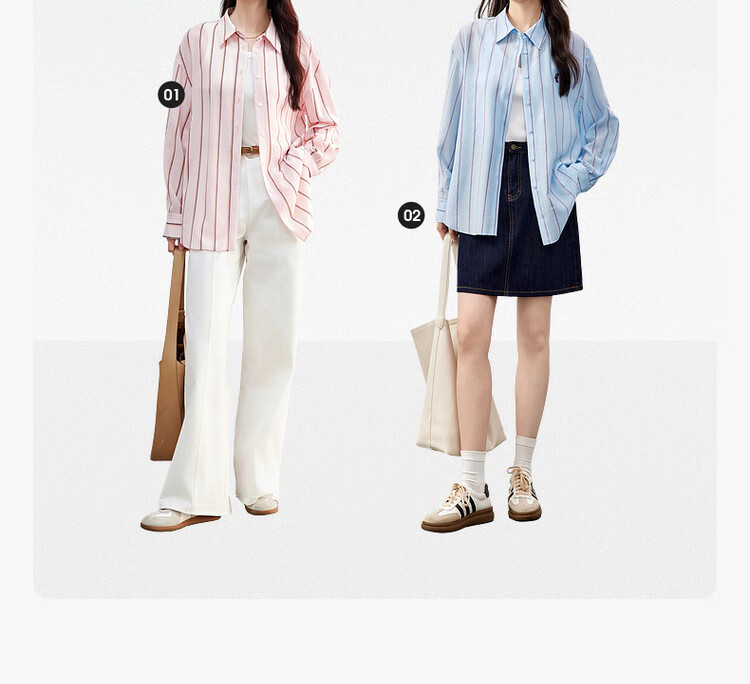 Sentubila Spring And Autumn Commuter Blouse for Women, Light Luxury High-End Slimming Shirt, Loose Long-Sleeve Thin Top, Blue Striped, L 9