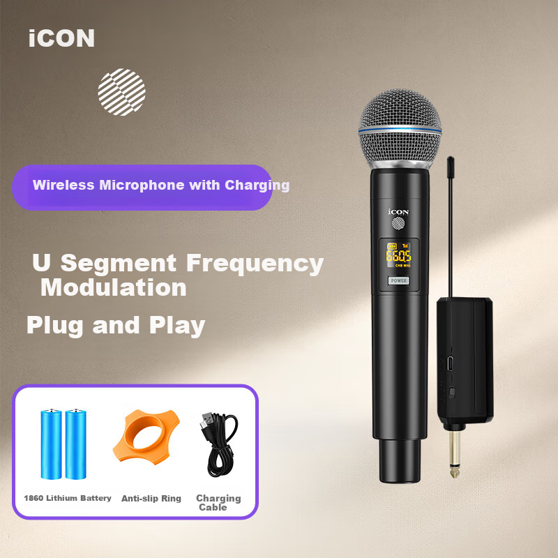 Aiken ICON Wireless Dynamic Microphone WM2.1, One-To, Rechargeable, for Streamers, Outdoor Singing, Meetings, KTV, Shouting, Noise Reduction, Live Streaming Equipment
