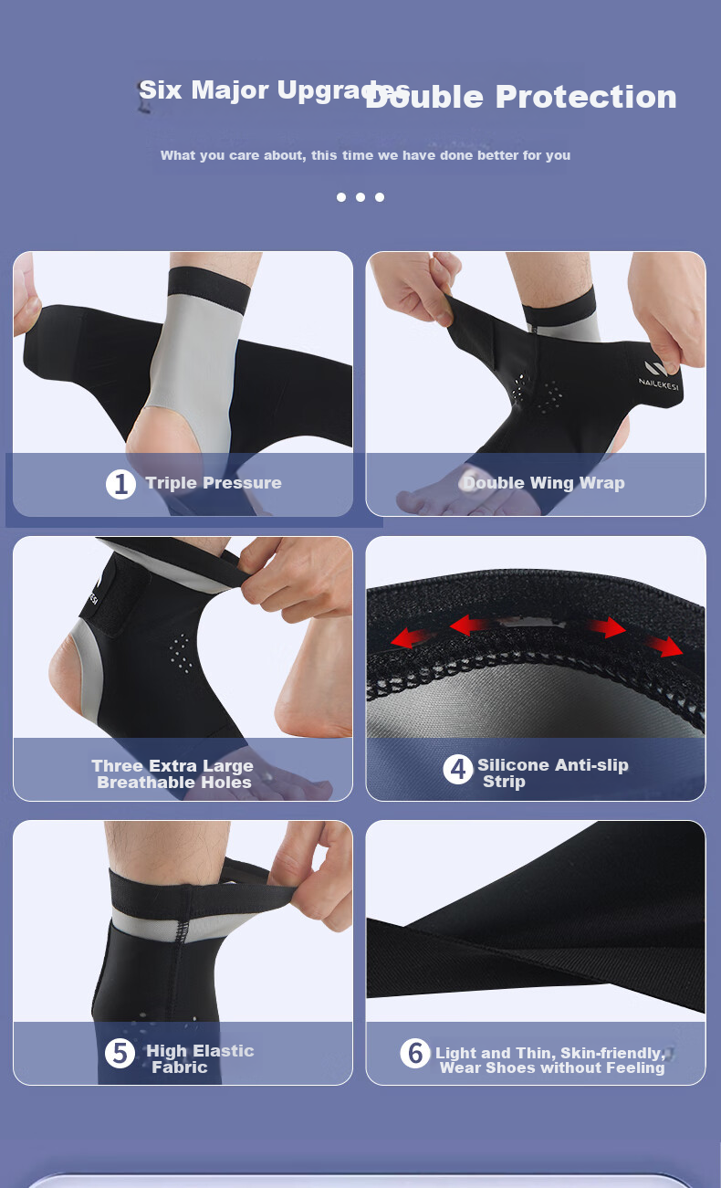 NAILEKESI N Ankle Brace, Post Sprain Recovery Support, Ankle Injury Basketball Sports Medical Ligament Injury Joint Fixation L 3