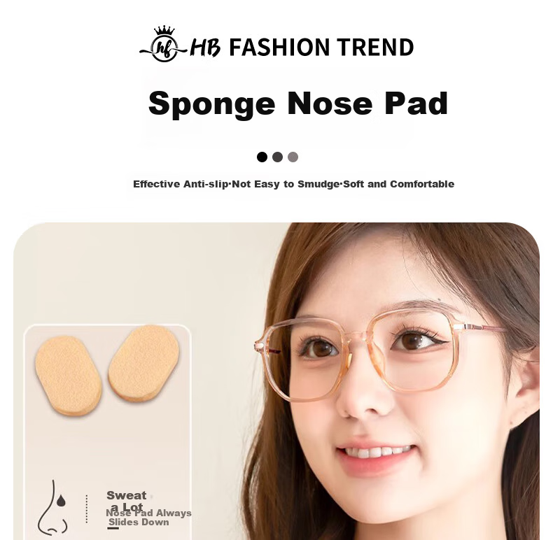 HB Sponge Eyeglass Nose Pads, Oval Skin Color, 40 Pairs, Nose Bridge Pads, Anti-Pressure Marks, Non-Slip, Heightening, Anti-Slip 1