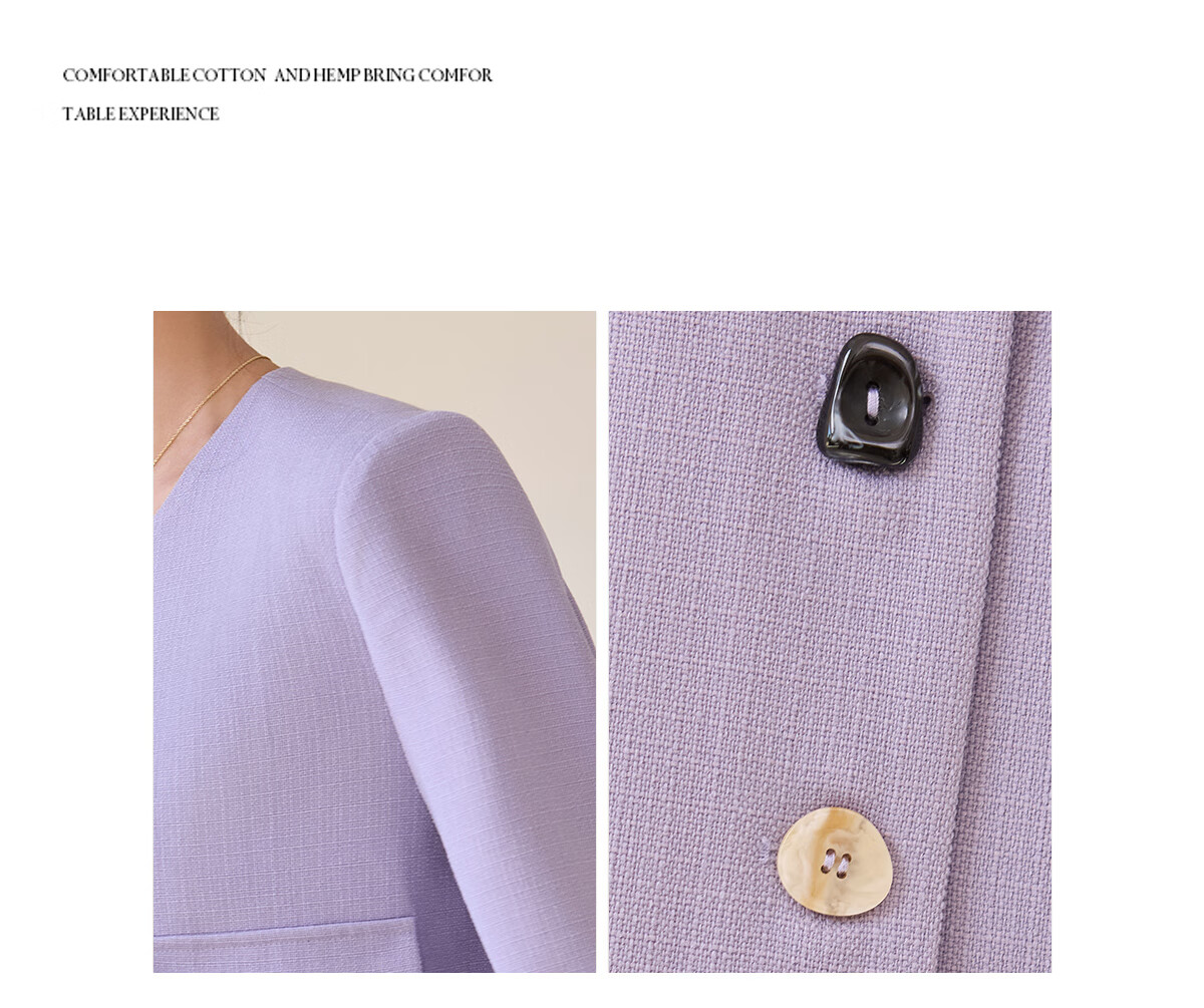 Chushen Women's Short Jacket for Spring And Autumn, Gentle Purple Elegant Chanel-Style Short H-Type Casual Coat for Petite Women S51D035 17