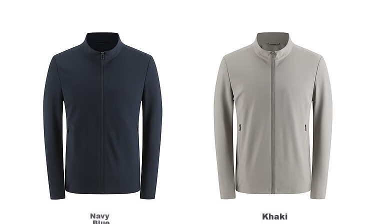 YOUNGOR 2026 New Business Stand-Collar Elastic Comfortable Breathable Short Jacket, Gray-Blue, M (170/92A) 8