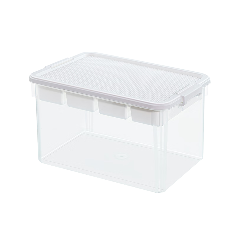 JD Original White Square Lego Building Block Toy Storage Box, Small Particle Parts Storage Box, Double-Layer High Transparency Sorting Storage Box