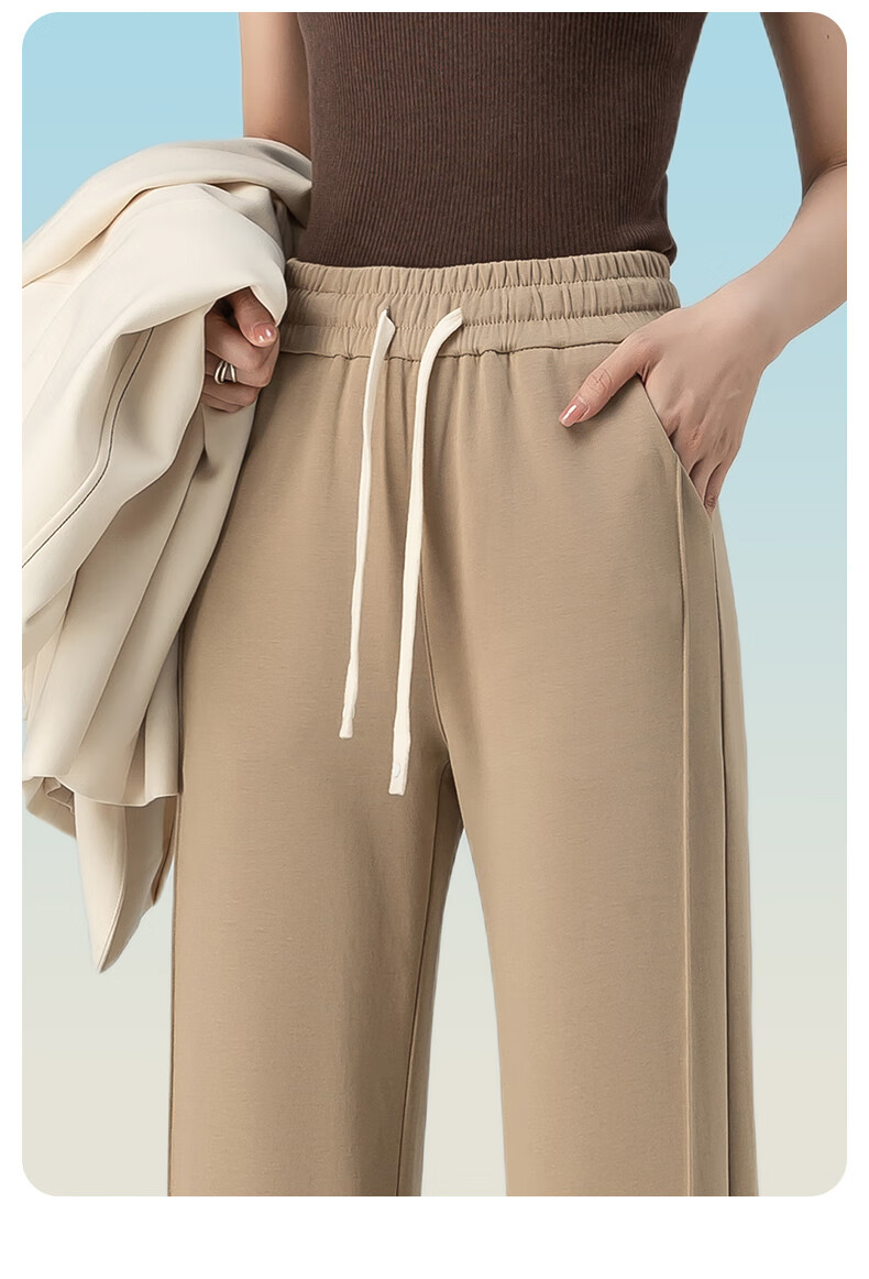 Borui Black Narrow Wide-Leg Pants for Women 2026 Spring High-Waist Casual Slimming Draped Cotton Straight-Leg Trousers 8