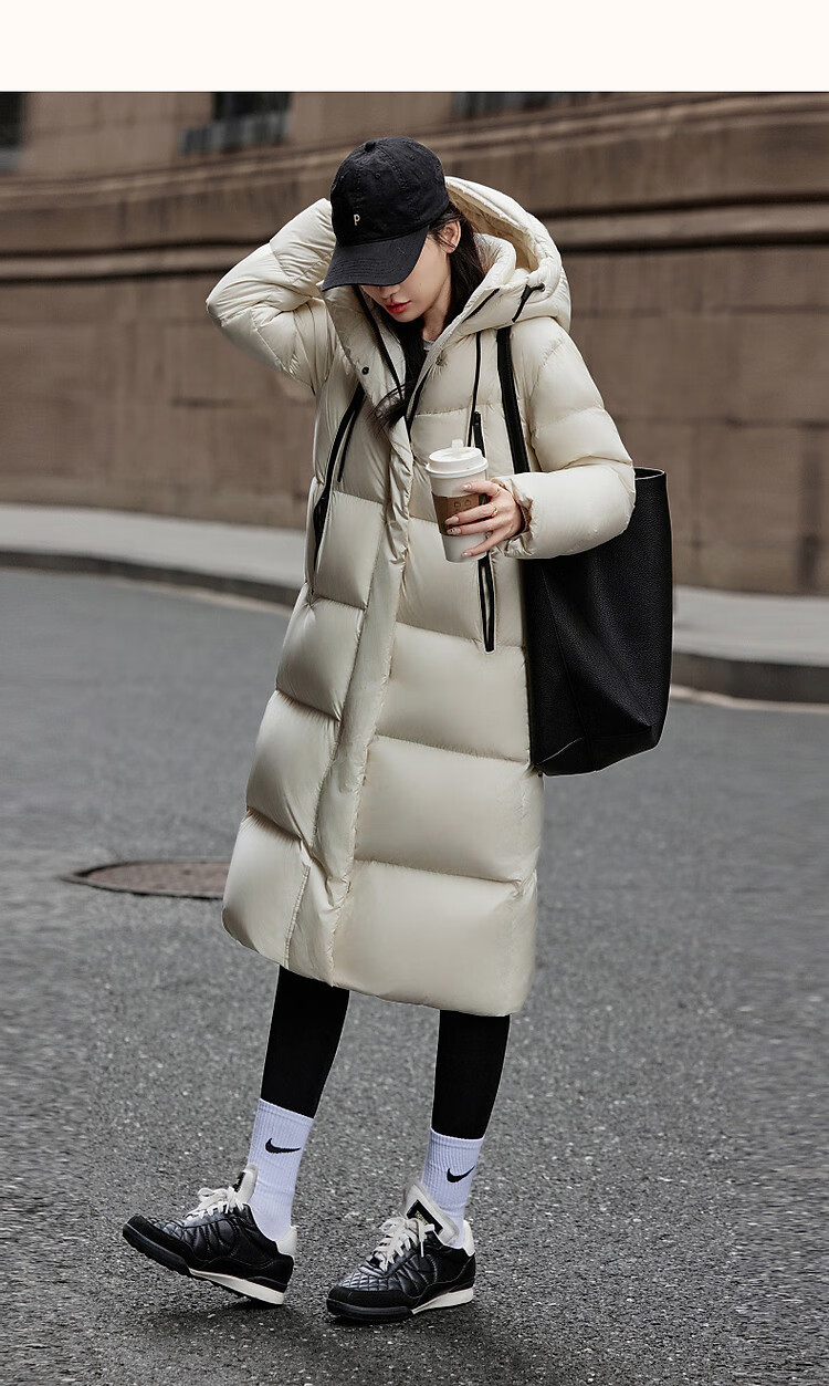 Dme [Qing Nuan Yun Duo Series] Winter Outdoor Hooded 90% Duck Down Thickened Over-Knee Long down Warm Coat 19