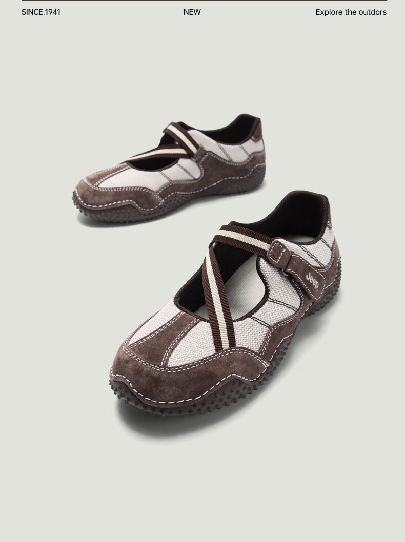 Jeep French Mary Jane Shoes for Women, Spring And Autumn Retro Casual Leather Shoes, Non-Slip Shallow Mouth Flat Single Shoes, Gray, Size 40 12