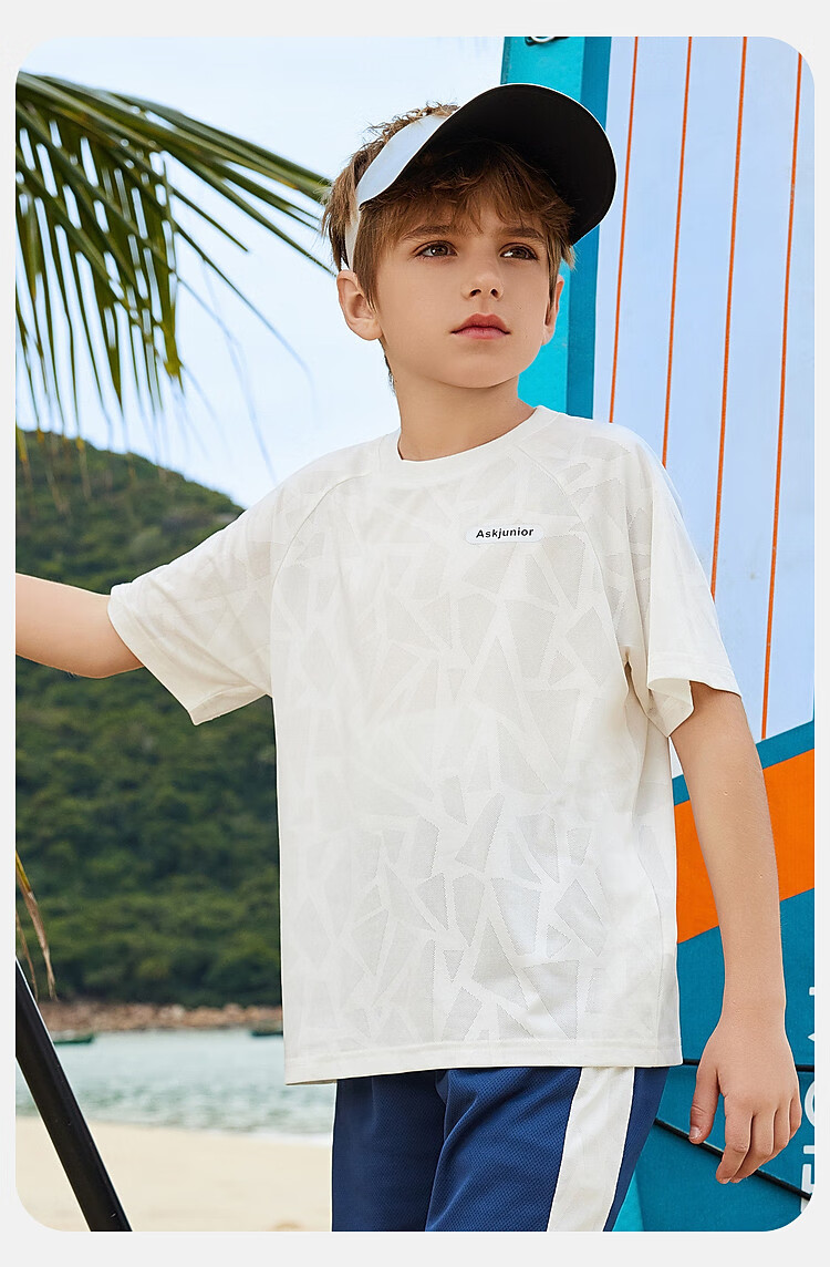 ASK JUNIOR Children's Clothing Set, Boys' Summer Outfit, Cool Thin Short-Sleeve T-Shirt And Shorts, Running Sports Two-Piece Set, Blue 11