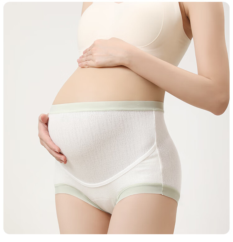 Aibaoshi Maternity Underwear, High-Waist Pure Cotton Antibacterial Crotch, Belly Support Panties for Pregnancy, 3-Pack, XL Size M429 20