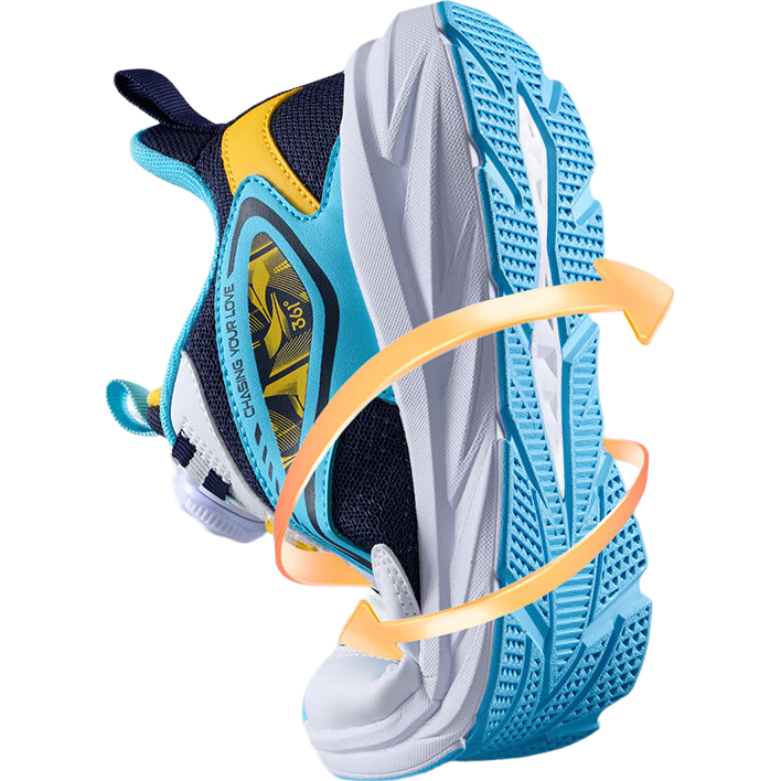 361° Children's Shoes Kids Running Shoes All Seasons Boys And Girls 3-14 Years Old Versatile Rotary Buckle Lightweight Cushioning Running Shoes Blue Size 37