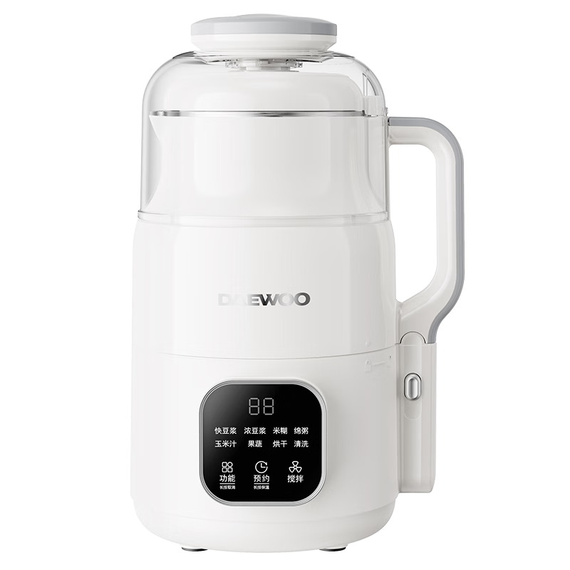 DAEWOO High-Speed Blender, Home Soy Milk Maker, Upgraded 316L Stainless Steel, Small for 2-3 People, Detachable And Washable, Waterproof, Fully Automatic, Low-Pressure No-Cook Food Processor SM10 White