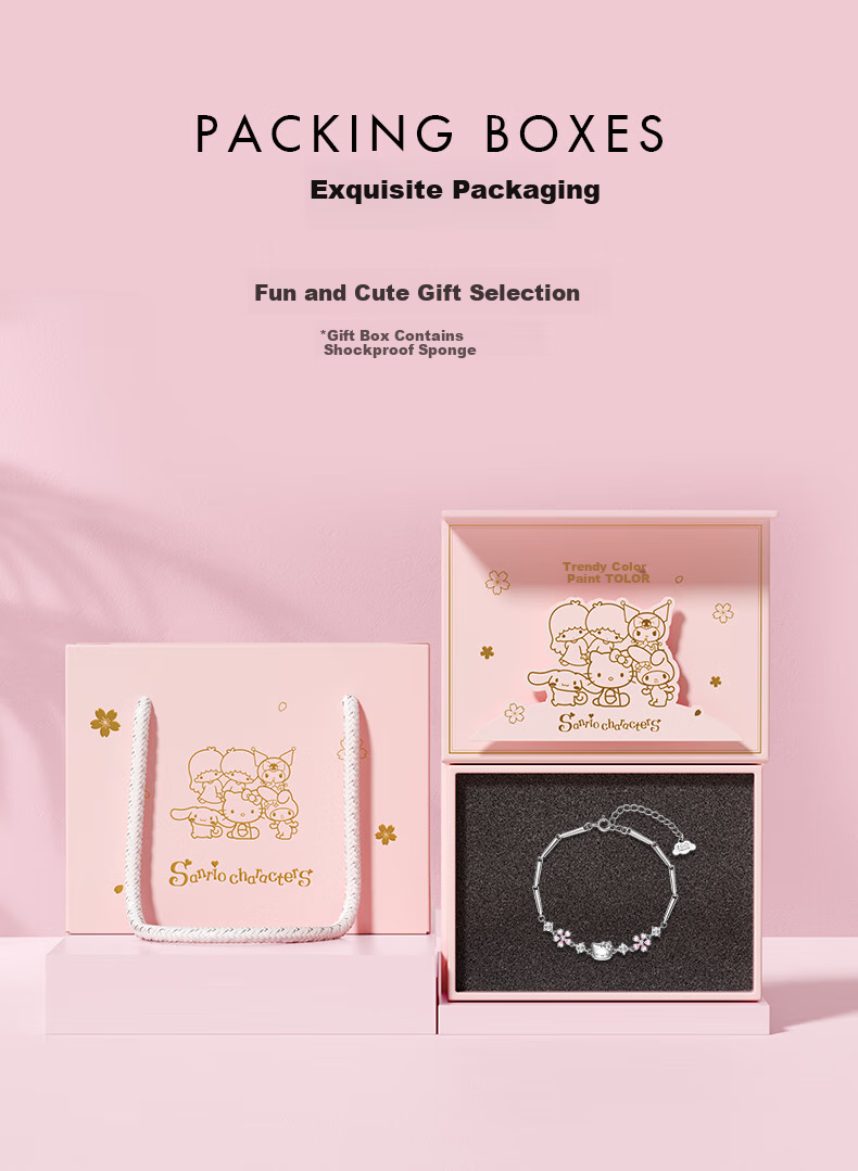 Chaosehui Sanrio Hello Kitty Pure Silver Bracelet, Birthday Gift for Women, Luxury Present, High-End Niche Item 6029 3