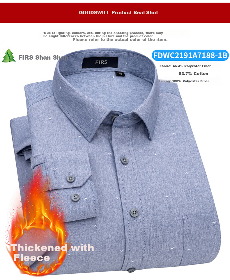 FIRS Long-Sleeve Shirt for Men, Autumn Business Casual Dress Shirt for Young And Middle-Aged, Style 7188-3 Green (Long-Sleeve Version), Size 43 6