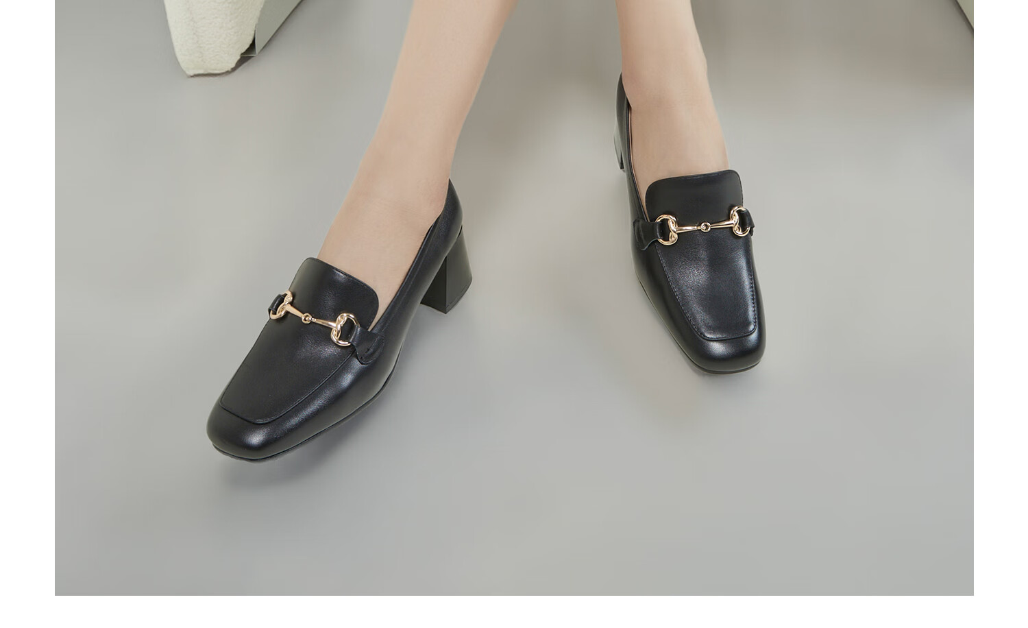 COMELY Genuine Leather Loafers for Women, Spring And Summer New Style Thick-Soled Chunky Heel Petite Commuter British Style Small Leather Shoes, Black, Size 39 7