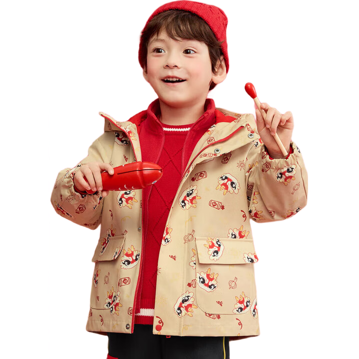 BALABALA Children's Clothing, Boys' Spring And Autumn Outerwear, Girls' Fleece Two-Piece Set, New Year's Outfit, 208125105208
