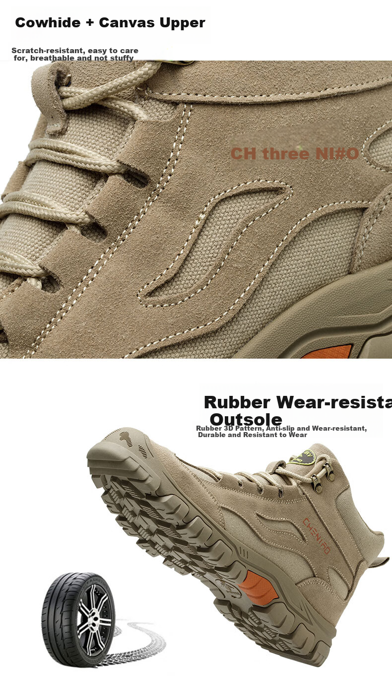 Chichengniao Safety Shoes for Men, Anti-Smashing And Puncture-Resistant Insulated Shoes with Plastic Toe Cap, Lightweight And Wear-Resistant Soft Sole, Breathable Summer Work Safety Shoes [High-Top Protection] Anti-Smashing And Puncture-Resistant - 2373 Sand Color Size 36 16