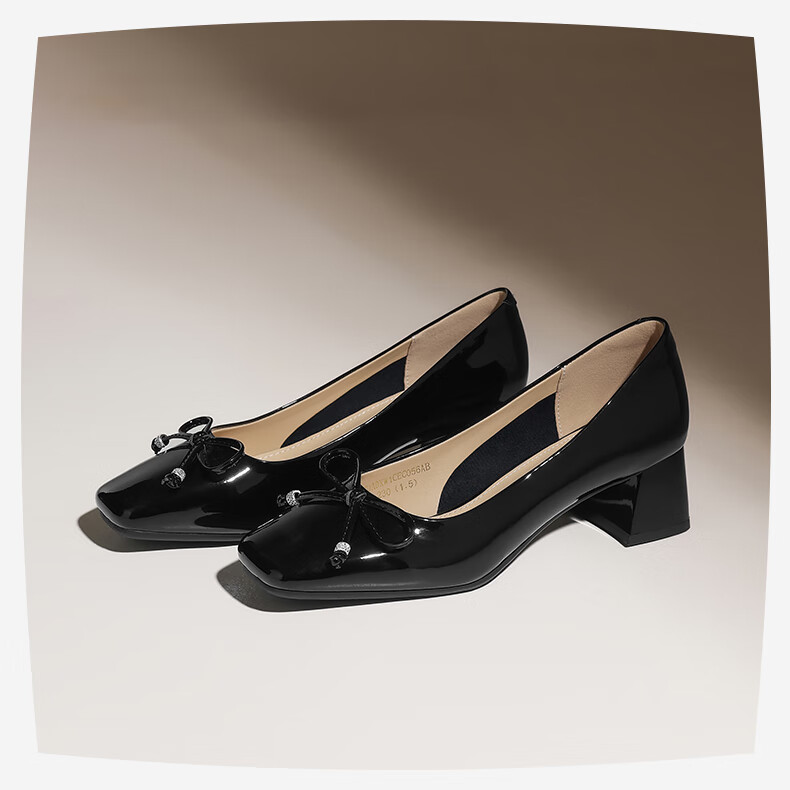 HLA Elegant Workwear Women's Low-Cut Square Toe Chunky Heel Commuter Shoes HDADXW1CEC056 Apricot 35 11