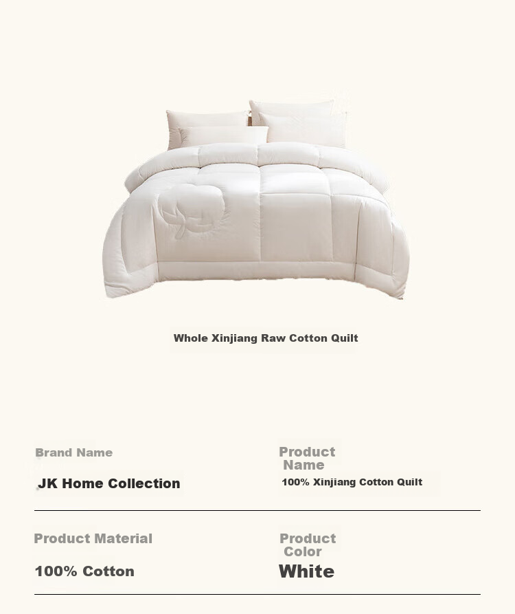 JD Original X Gujia Jiaju JK Classic, 100% Natural Xinjiang Cotton Duvet Insert, Single Winter Comforter 6 Jin, 1.5x2 Meters 8