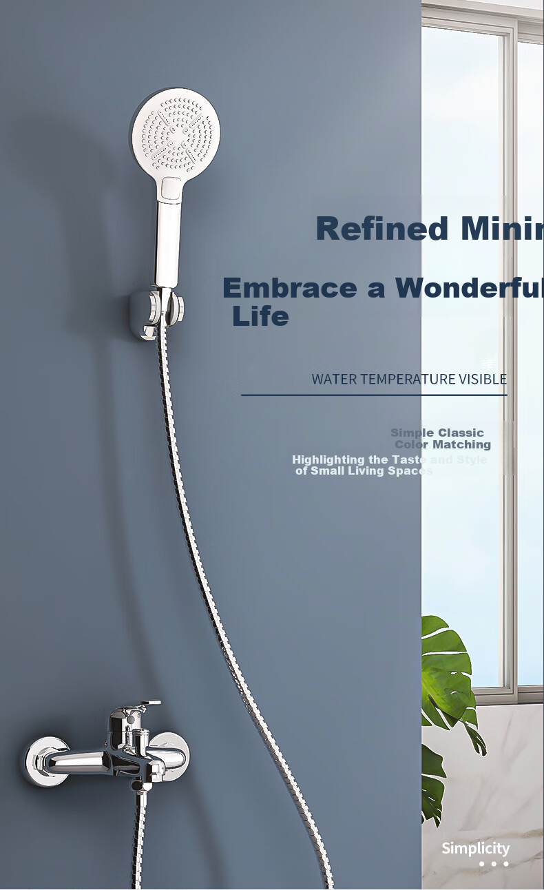 FAENZA Bathroom Simple Shower Head, Bathtub Copper Faucet, Rain Shower Spray, Multi-Position Water Output, FE05H102CP-3 2