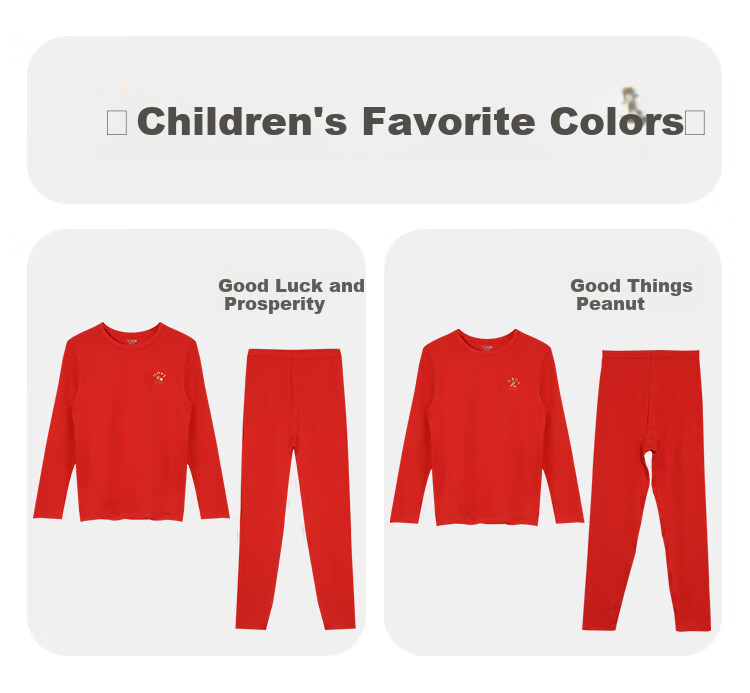 Hodohome Children's Thermal Underwear for Boys, Red Lucky Year Autumn Clothes And Pants, 3A Antibacterial New Year Outfit 301 170 7