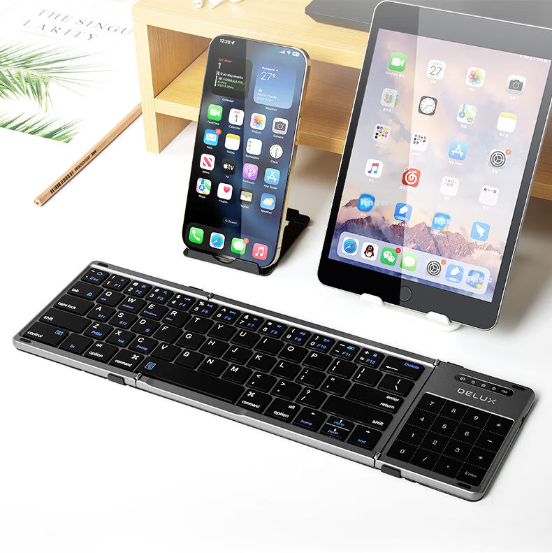 Delux KF18 Ultra-Thin Foldable Keyboard, Wireless Bluetooth Dual-Mode Keyboard for Laptops, Smartphones, IPad Tablets, Office Use, Quiet, Compact, Portable with Digital Touchpad Functio 8