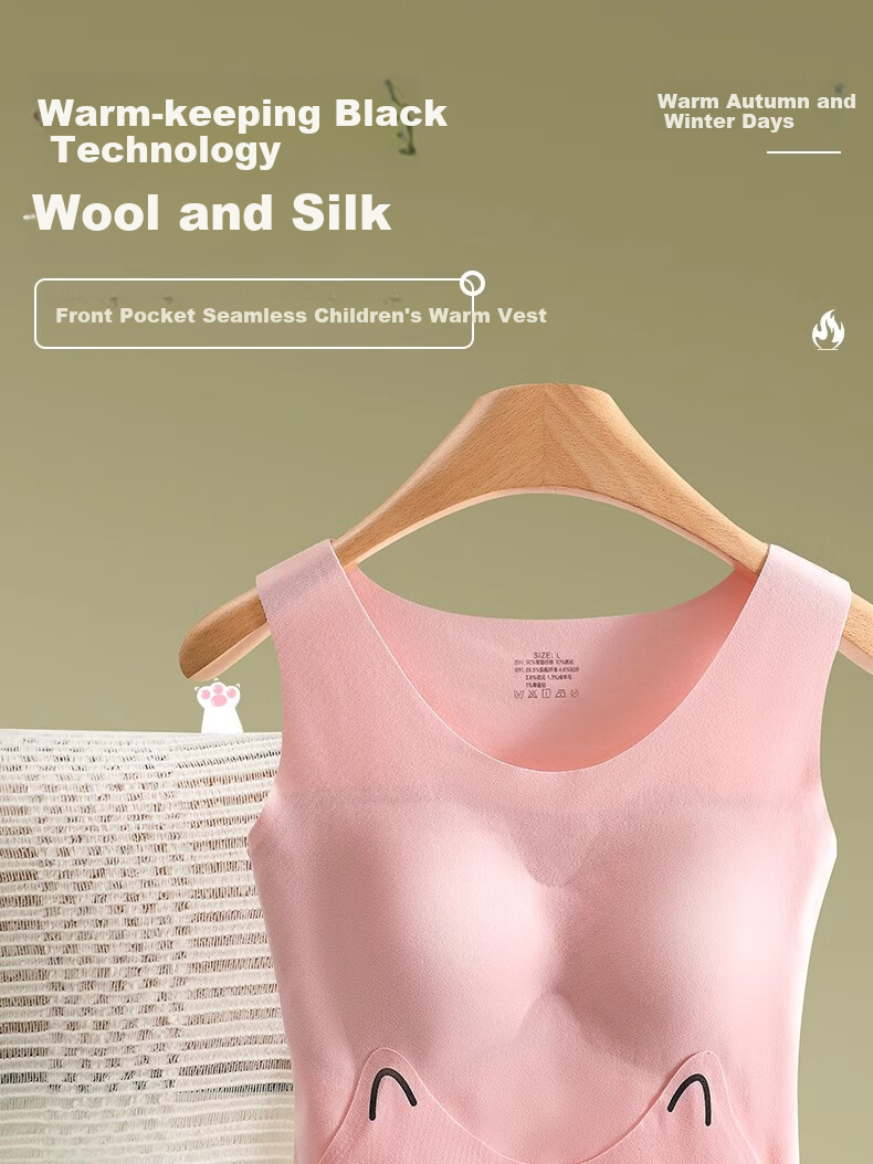 YUZHAOLIN Children's Thermal Vest for Girls with Chest Pads, Seamless Wool Silk Bra for Puberty Girls Aged 9-12 And 16 1