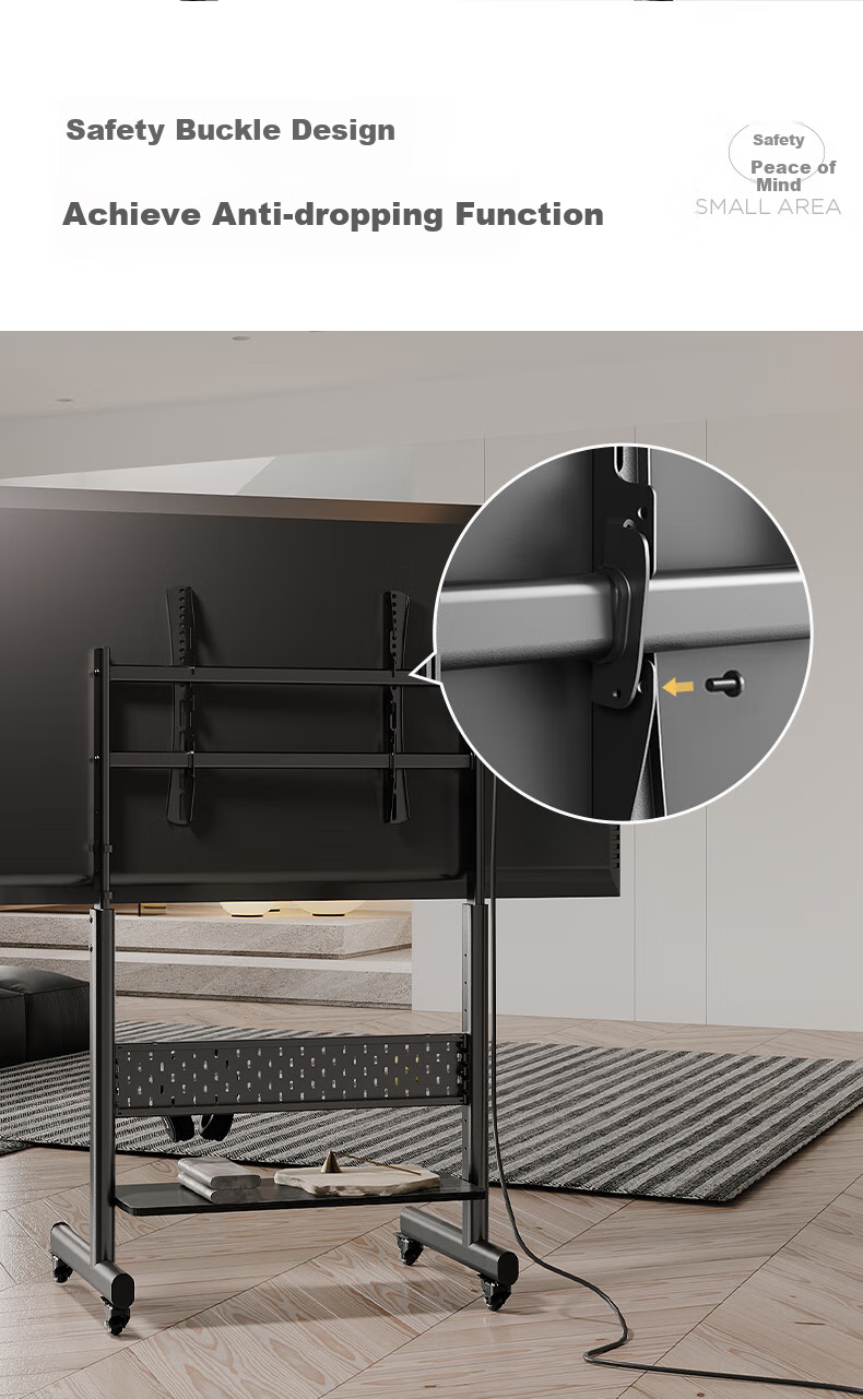 FITUEYES TV Mount for 40-85 Inch, No Drilling Required Storage Cart TV Stand, Height Adjustable Rotating Universal TV Wall Mount for Multiple Brands 11