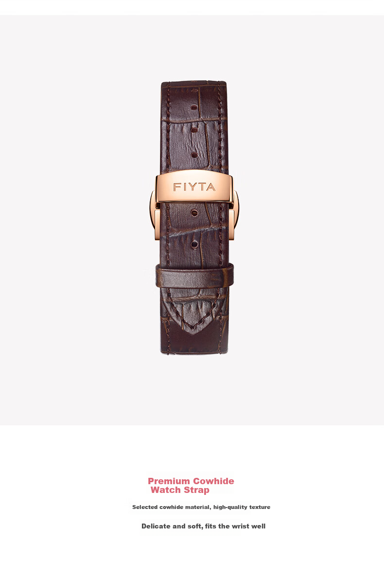 FIYTA Zhuoya Series, Quartz White Dial with Calendar, Brown Leather Strap Business Watch for Men, Birthday And Holiday Gift for Me 6