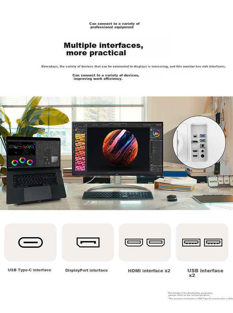 LG 27-Inch 4K Monitor, IPS High-Definition Professional Design Video Editing Computer Display, 2000:1 TypeC90W HDR400 Built-In Speakers, 27UQ850V 4