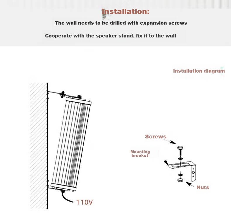 SAST 70W Outdoor Bluetooth Waterproof Column Speaker, Indoor Wall-Mounted Amplifier Speaker Set, School Playground Conference Broadcast Shop Broadcast Music, One-To 5