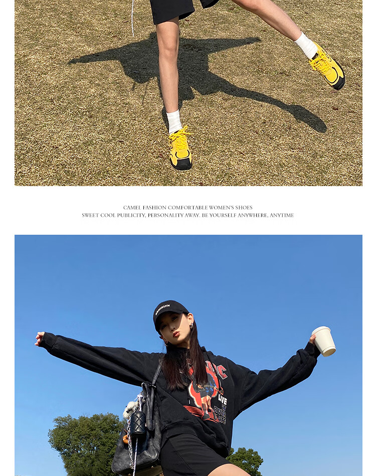 CAMEL Crescent Training Shoes for Women, Versatile Sports Sneakers, Mesh Retro Casual Shoes L25S577059 White/Black 39 2