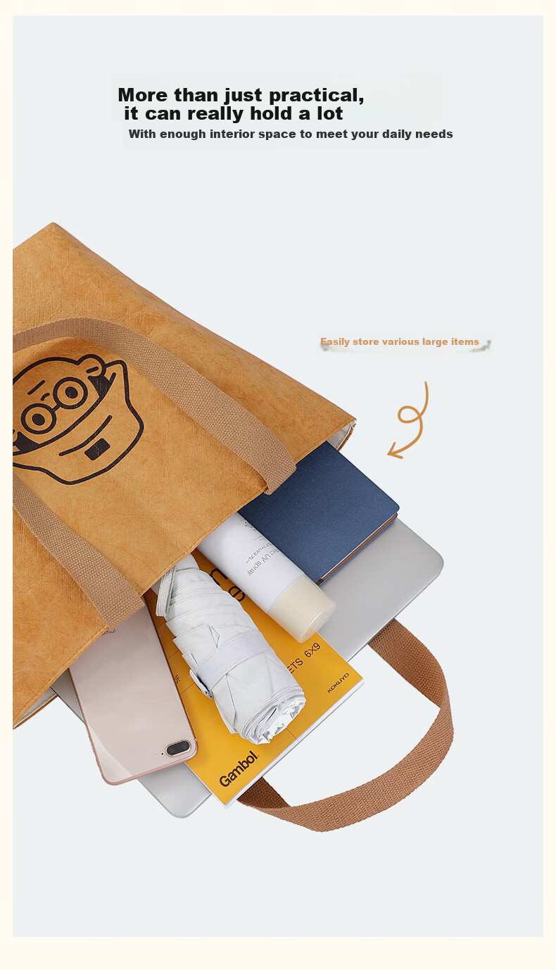 Siwangongli DuPont Paper Bag Shoulder Bag Tote Bag Washable Commuter Handbag Large Capacity Shopping Bag Women's Bag 5