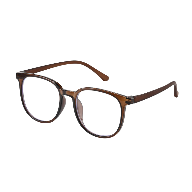 FENCHI Large Square Slimming Blue Light Blocking Women's Glasses Ultra-Light TR90 Protective Anti-Fatigue Tea Color Reading Glasses