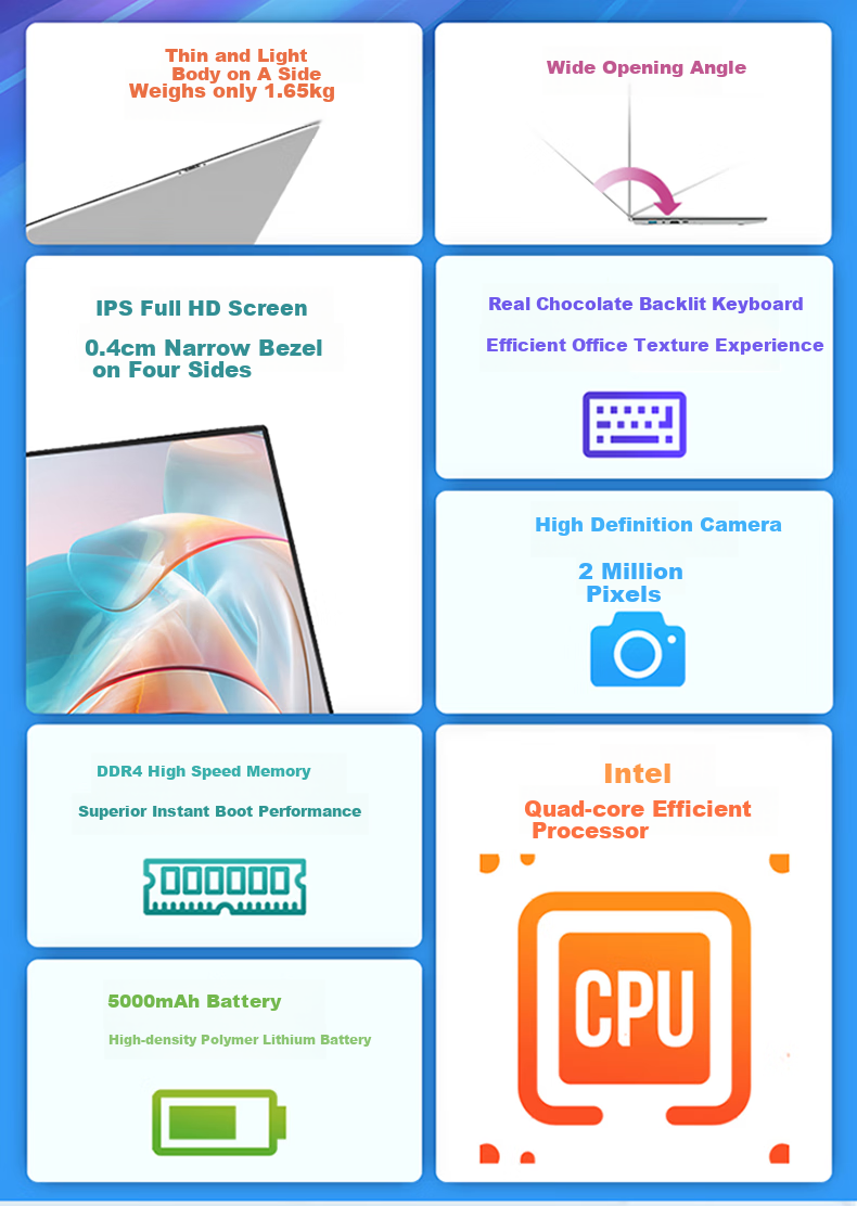 Defeng 15.6-Inch Laptop, 15% Price Reduction, for Study And Business Office Use, 13th Gen Ultra-Thin, High-Definition Intel Processor Performance Laptop, Large Full-Screen Keyboard 2