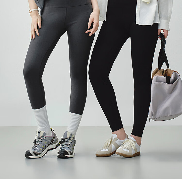 JD Jingzao Sharkskin High-Waist Tummy Control Leggings for Women 2026 Spring Slim Fit Yoga Pants Black XS 2