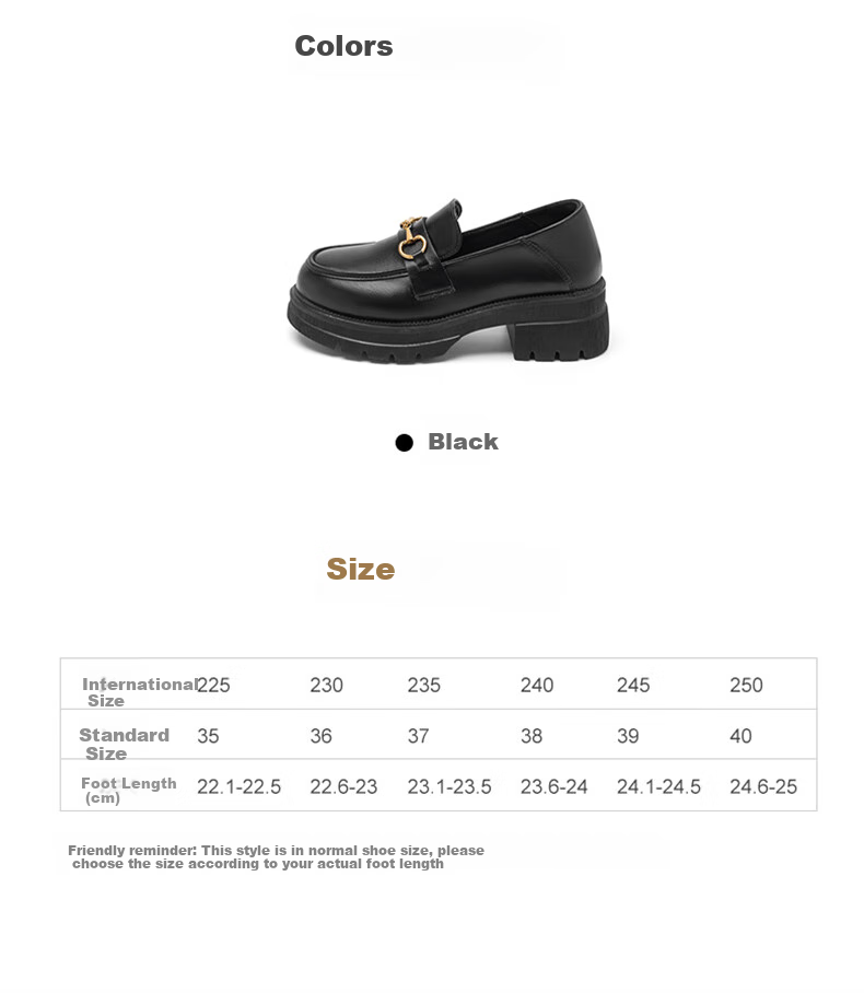 DAPHNE Black Platform Loafers for Women, Summer 2026 New Style, Commuter Popular, Height-Increasing British Style Slip-On Leather Shoes 3