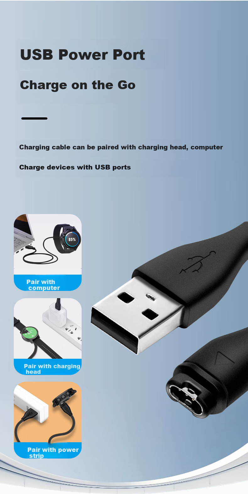 Masentek Charging Cable Compatible with Garmin Fenix 7/6/5/Plus/X/S Smartwatch, Instinct, Flyknit, And Raptor Series, Universal for 245M/255/945/955/935/265/965 5