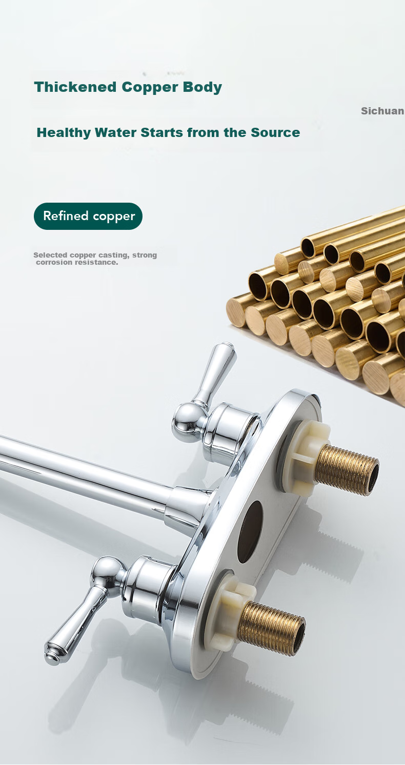 BSITN Double-Hole Basin Faucet, Hot And Cold Face Washing Basin, Bathroom 360° Rotating Brass Body Sink Faucet B1027 4