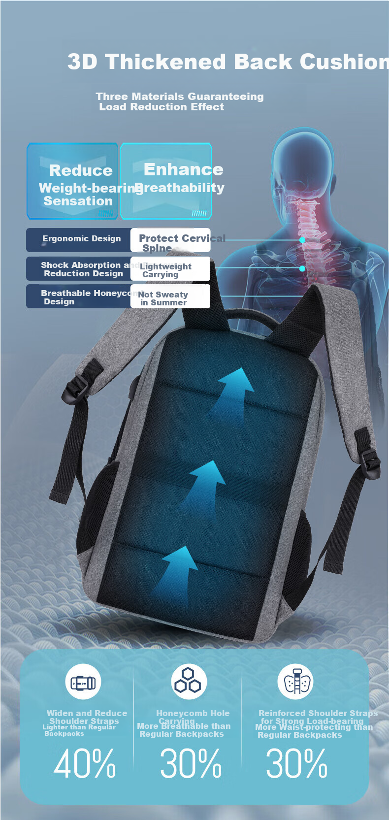 BRINCH Laptop Backpack, 17/18 Inch, Shockproof And Water-Resistant, for Business Trips, Travel, Commuting, Large Capacity 9