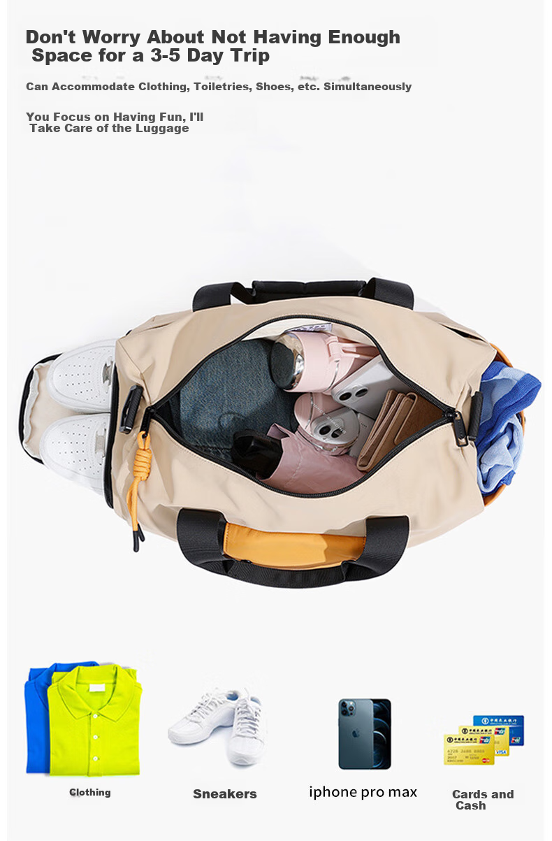 NOXXON Dry-Wet Separation Sports Fitness Bag for Women, Short-Trip Travel Bag, Casual Crossbody Large Capacity Swimming Yoga Bag 7