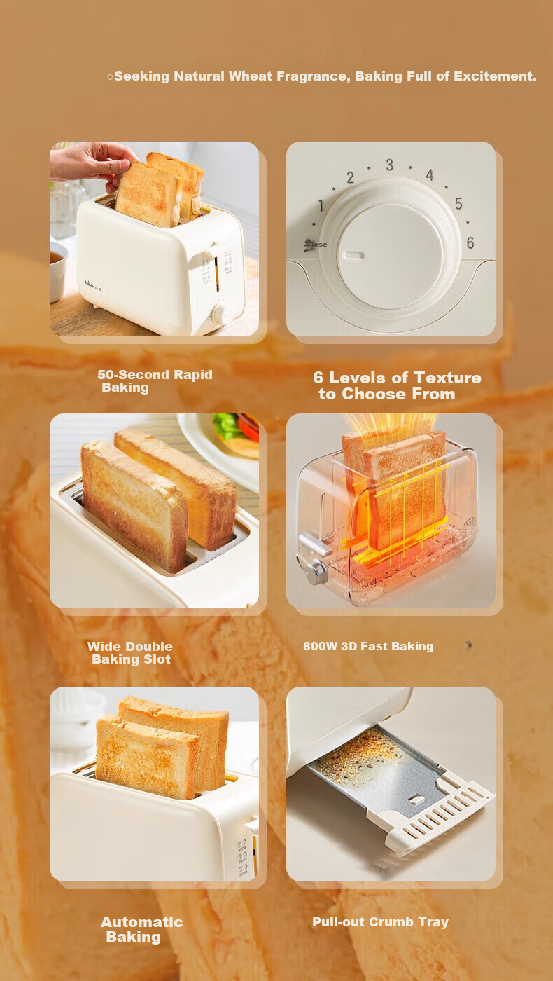 Bear Bread Toaster, Multi-Function Grill, Household Bread Maker, Sandwich Toaster, Small Automatic Toast Machine DSL-F02E1 3