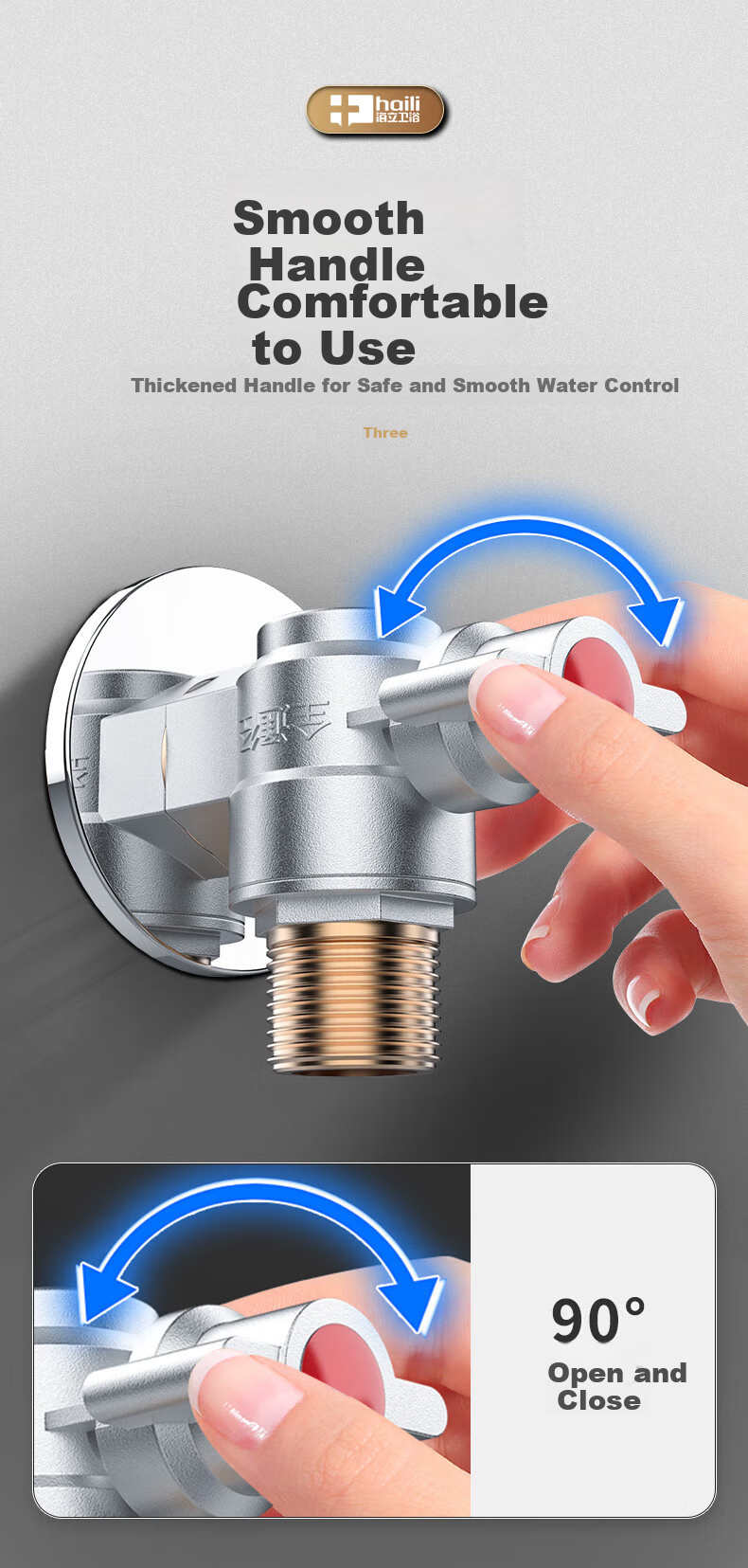 Haili Brass Ball Valve, Fully Open High Flow Angle Valve, Specialized for Gas Water Heater, Cold And Hot Water Valve Fittings, T19-1 3
