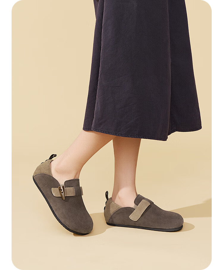 J&M Birkenstock-Style Women's Shoes, Spring Outdoor Wear, Soft Sole, Retro, Full Coverage, Casual, Niche, Women's Flats, Coffee Color, Size 40 10